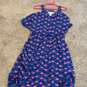 Xhilaration Navy Dress with Pink Flamingo Print